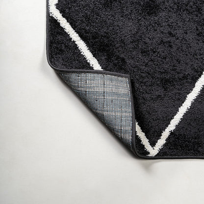 JONATHAN Y Cole Diamond Trellis Black/White 5' Round Indoor Area Rug, Modern,Contemporary,Geometric,Casual, Easy-Cleaning for Living Room,Bedroom,Kitchen,Pet Friendly,Non-Shedding (SEU102A-5R)