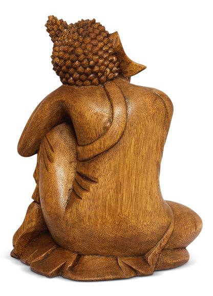 G6 Collection 8" Wooden Serene Sleeping Buddha Statue Hand Carved Sculpture Handmade Figurine Decorative Home Decor Accent Handcrafted Art Traditional Modern Decoration (Small)