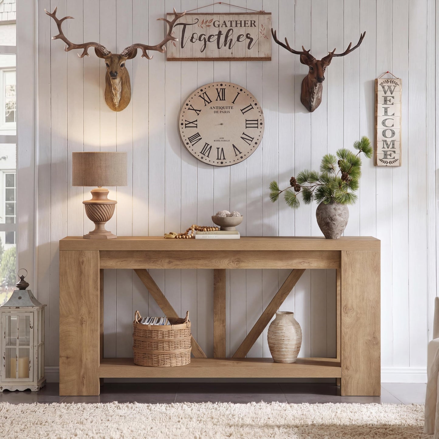 Tribesigns 70.9" Extra Long Entryway Table, Farmhouse Wood Console Tables with Storage Shelf, Modern Rustic Sofa Foyer Tables for Entryway, Behind Couch, Living Room, Entrance, Brown