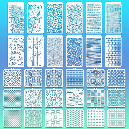 30 Pcs Abstract Layering Stencils - Mixed Media Spray Paint Stencils, Reusable Geometric Christmas Painting Templates for Wall & Canvas