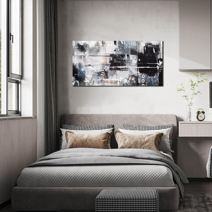 Abstract Art Wall Decor Office - Black And White Pictures Wall Art for Living Room - Modern Prints Wall Art Bedroom Size 20" x 40"