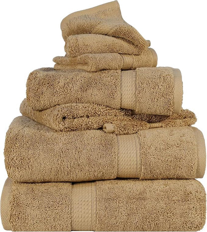 SUPERIOR Egyptian Cotton Pile 6 Piece Towel Set, Includes 2 Bath, 2 Hand