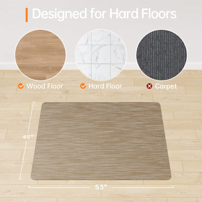 Homek Office Chair Mat for Hardwood & Tile Floor, 45"x53" Computer Chair Mat, Non-Curve Anti Slip Hard Floor Protector for Rolling Chair, PVC Mat Desk Rug for Home Office