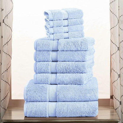 SUPERIOR Egyptian Cotton Pile 10 Piece Towel Set, Includes 2 Bath, 4 Hand