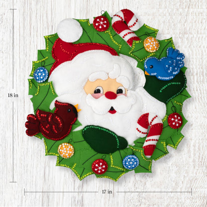 Bucilla, Felt Applique Wreath Making Kit, Santa's Winter Birds, Perfect for DIY Arts and Crafts
