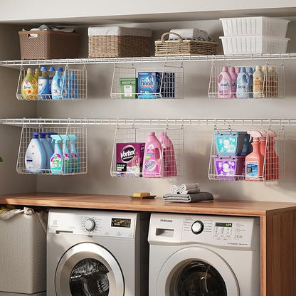 Sonyabecca 5-Tier Hanging Laundry Basket Organizer: Foldable Wire Shelf Basket