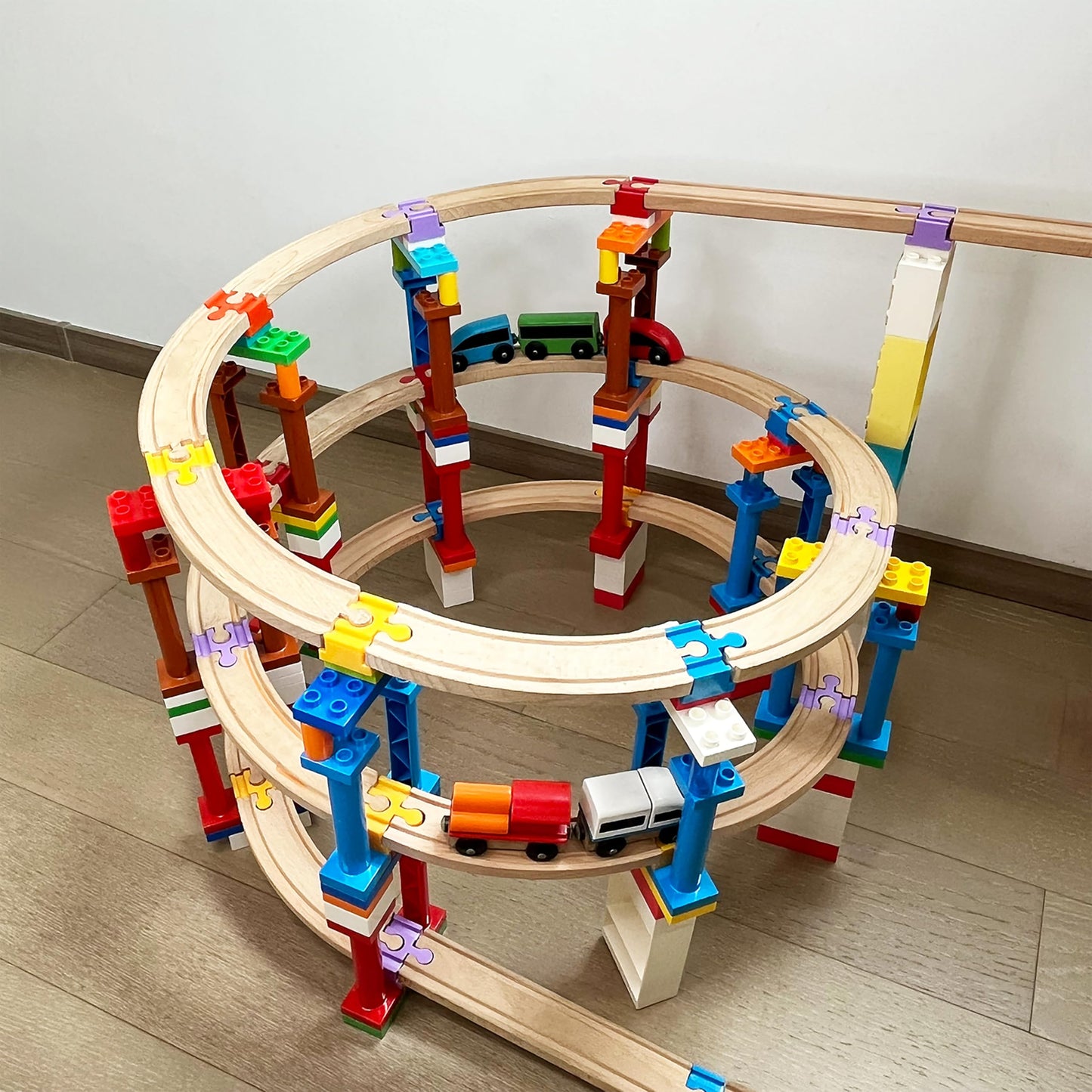 Wooden Train Track Accessories, 20 pcs Wooden Track Connector, Compatible with All Major Brands Wood Train Track, Christmas Birthday Gift for Boys Girls, Train Toys Expansion Pack for Kids Ages 3+