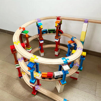 Wooden Train Track Accessories, 20 pcs Wooden Track Connector, Compatible with All Major Brands Wood Train Track, Christmas Birthday Gift for Boys Girls, Train Toys Expansion Pack for Kids Ages 3+