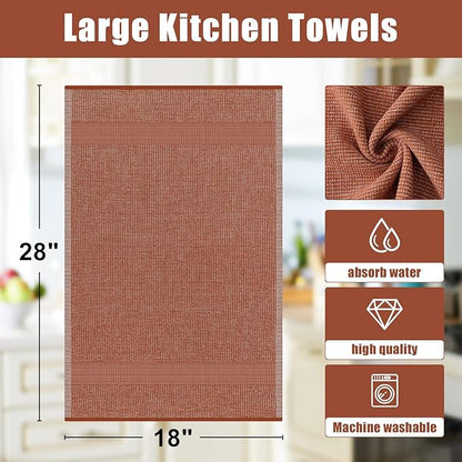 Homaxy Premium Kitchen Towels, Large Cotton Kitchen Hand Towels, Flat and Terry