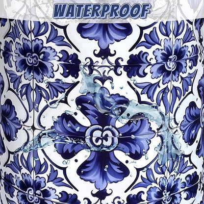 Blue and White Mexican Tile Laundry Basket Oxford Cloth Foldable Boho Laundry