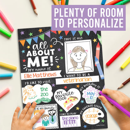 Hadley Designs All About Me Posters for Classroom Must Haves - 20 Star Student Poster, 100 Days of School Items, Star of The Week Poster Elementary Classroom Decor, End of School Year Teacher Supplies