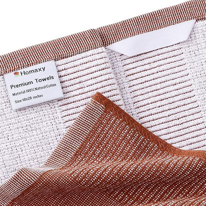 Homaxy Premium Kitchen Towels, Large Cotton Kitchen Hand Towels, Flat and Terry