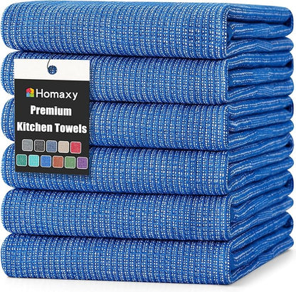 Homaxy Premium Kitchen Towels, Large Cotton Kitchen Hand Towels, Flat and Terry