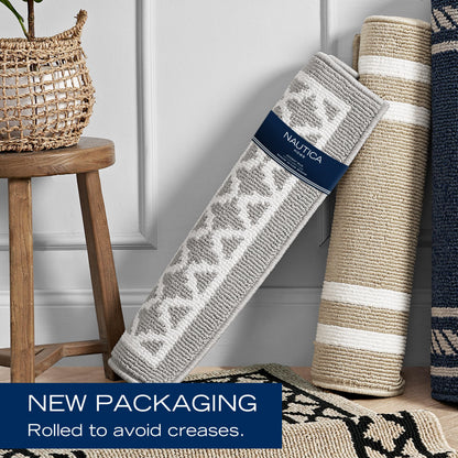Nautica – Runner Rug | Indoor Runners for Hallways and Entry Rugs| Non-Slip and Non-Skid Entry and Kitchen Door Mat| Machine Washable Entryway Carpet Rugs | 2'2" x 8'| Trellis Beige