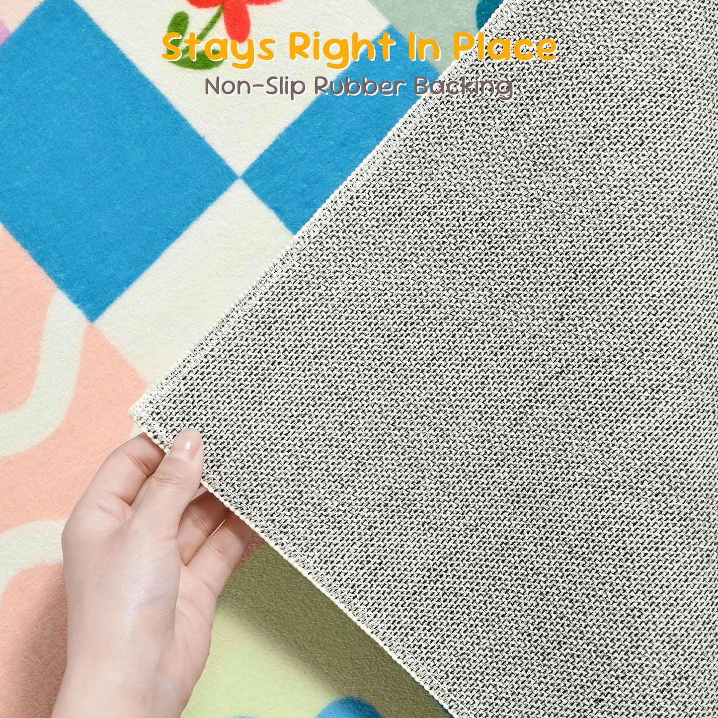 5x7 Washable Kid Bedroom Rug for Girls, Pink Baby Nursery Area Rug, Soft Non-Slip Toddler Playroom Carpet, Cute Colorful Strawberry Fruit Rainbow Checkered