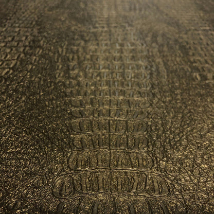 Alligator Fabric, Soft Textured Crocodile Vinyl Faux Leather, Gator Skin Embossed Upholstery DIY Craft and Clips Pleather Sheets – Individual 1 Yard Cut 36”x54” (Emerald Metallic)
