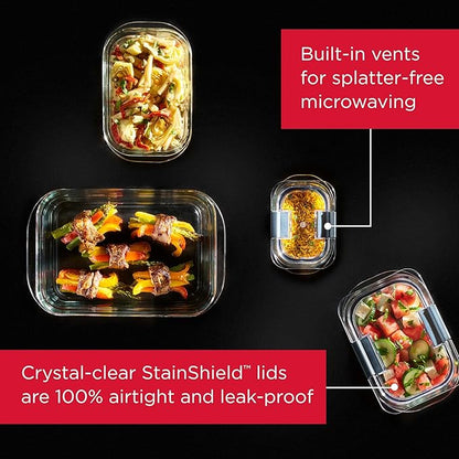 Rubbermaid Brilliance Glass Food Storage Containers, Leak-Proof