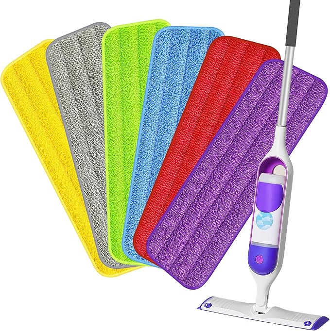 HOMTOYOU Reusable Mop Pads for Swiffer PowerMop: 6 Pack Microfiber Pad Refills
