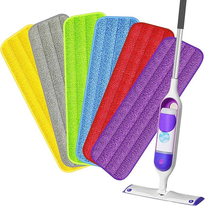 HOMTOYOU Reusable Mop Pads for Swiffer PowerMop: 6 Pack Microfiber Pad Refills