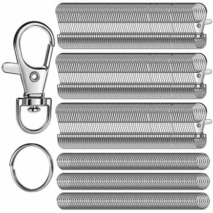 LEOBRO 480PCS Lobster Claw Clasps and Key Rings, Keychain Making Kit - 240PCS Keychain Clips and 240PCS Key Chain Ring, Split Rings, for Key Chains, Crafts, Lanyard, Key, Jewelry Making