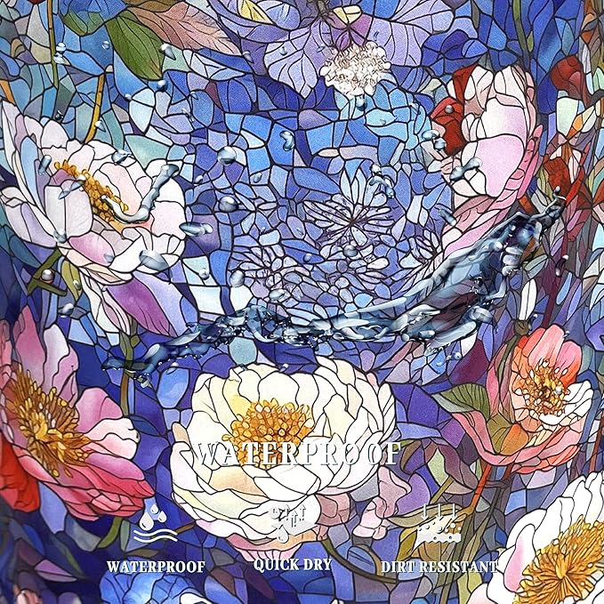 Blue Flowers Laundry Basket Glass Colorful Floral Foldable Funny Laundry Hamper