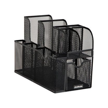 Mind Reader Countertop Organizer, Office Breakroom or Desktop Storage, 10-Compartment Caddy, Metal Mesh, Black