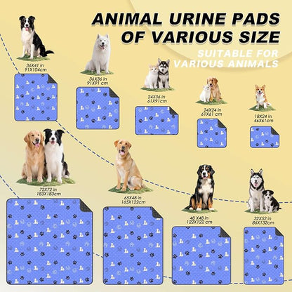 WanpeeGoo Washable Pee Pads, Puppy Pee Pad for Dogs, 2 Pack Absorbent Reusable Training Dog Pads Pet Puppy Pads, Non-Slip Potty Pads for Whelping, Playpen, Crate, Bed, Blue 24"x24"