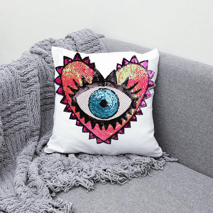 Joynaamn 3PCS Evil Eye Sequin Patches Sewing on/Iron on, Large Embroidered Decorative Appalique with Sewing Kit for Clothes Jacket Backpack Hat, Suitable for DIY/Arts/Crafts Projects