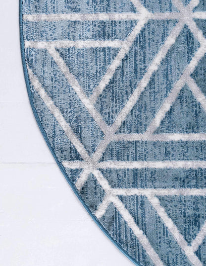 Unique Loom Matrix Trellis Collection Area Rug - Motif (3' 3" Round, Blue/ Ivory)