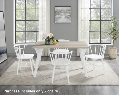 Roundhill Furniture Alwynn Contemporary Wooden Spindle Back Dining Chairs, Set of 2, White