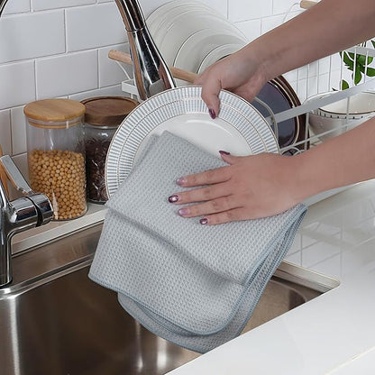 POLYTE Premium Microfiber Kitchen Dish Hand Towel Waffle Weave 12 Pack