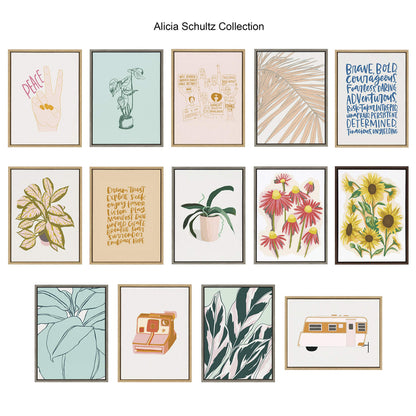Kate and Laurel x Alicia Schultz Collaboration Found Framed Linen Textured Canvas Wall Art by Alicia Schultz, 18x24 Gold, Colorful Beachy Shell Art for Wall