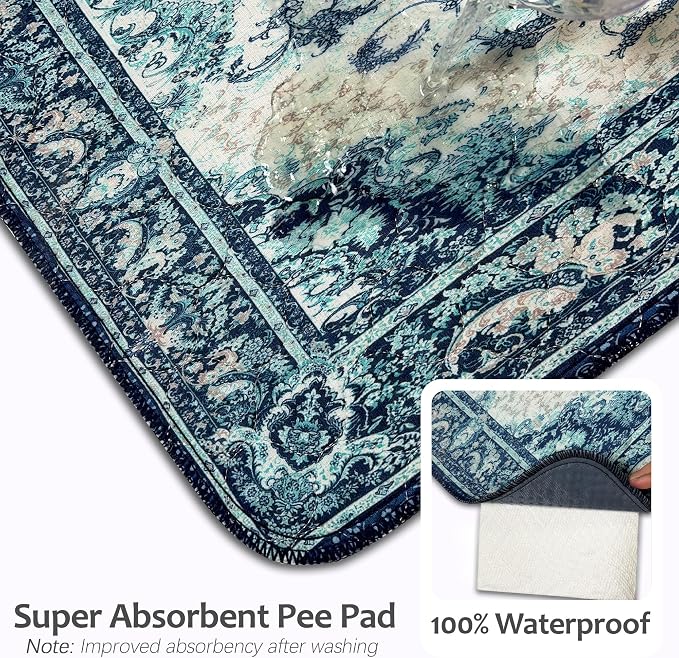 Washable Pee Pads for Dogs, Reusable Puppy Potty Training Pads, Ultra-Absorbent Thick Waterproof Leak-Proof Non-Slip Pads & Mat for Crate, Playpen, Floor, Whelping & Housebreaking , 2 Pack 24"x48"