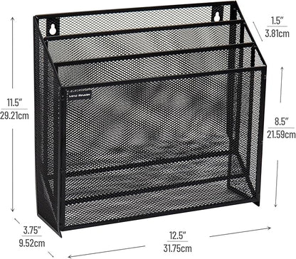 Mind Reader Vertical File Storage, Desktop Organizer, Wall Mount, Metal Mesh