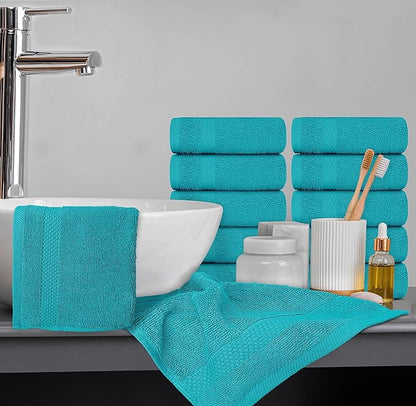 White Classic Luxury Cotton Washcloths 13x13 Inch