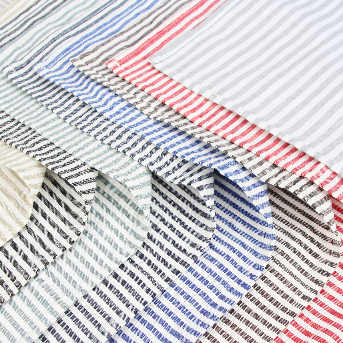 INFEI Plain Striped Cotton Linen Blended Dinner Cloth Napkins - Set of 12 (40 x 30 cm) - for Events & Home Use (Brown)