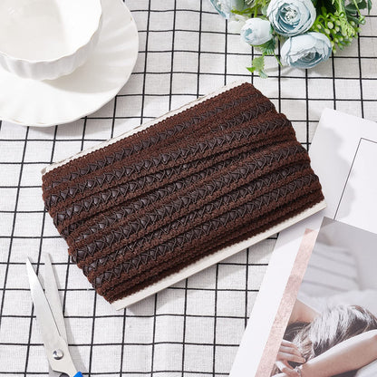 BENECREAT 15 Yard Faux Leather Braid Trims with Curve Lace, Coconut Brown Centipede Lace Ribbon for Home Decor DIY Sewing Craft, 3/4 Inch(18mm) Wide