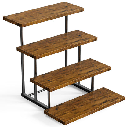 Emfogo Wooden Cupcake Display Stand, 4 Tier Rectangular Tiered Dessert Stands, Cupcake Display Risers for Vendor Booth Dessert Table Party Wood Serving Tray for Cup Cake Cookie Food (1 Pack)