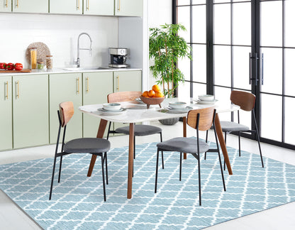 SAFAVIEH Montauk Collection Area Rug - 5' x 8', Light Blue & Ivory, Handmade Trellis Cotton, Ideal for High Traffic Areas in Living Room, Bedroom (MTK810B)