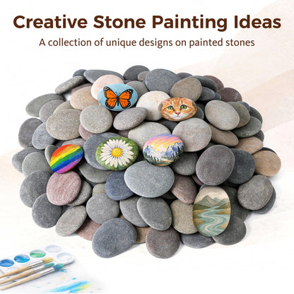 ROCART 100 PCS Large 2.15-3.35" Smooth Natural River Rocks for Painting, Flat Painting Rocks & Craft Stones for Arts, Kindness Rocks, Garden & Classroom Projects