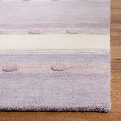 SAFAVIEH Area Rug 8x10 - Kids Collection - Large - Light Purple & Ivory, Handmade Wool, Stripe Pattern, Ideal for Bedroom, Playroom, Nursery, Boys & Girls Room (SFK801V)