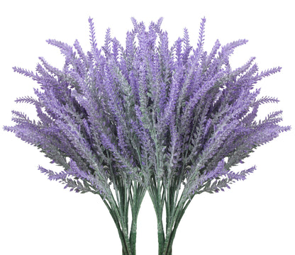 Besteek 10 Bundles Fake Flowers Artificial Lavender Faux Plastic Plants Purple Flowers for Home Wedding Kitchen Garden Patio Porch Window Box Office Table Centerpieces Indoor Outdoor Decor, Purple