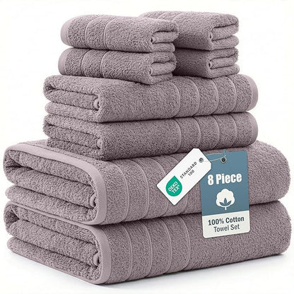 CASA PLATINO 100% Cotton Bath Towel Set 8 Pcs
