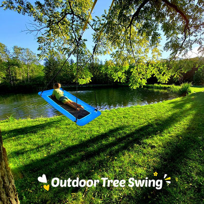 Trekassy 700lbs Large 60" Platform Tree Swing for Kids and Adults, Heavy Duty Waterproof & Anti-Fade Textilene Outdoor Swing Seat for Backyard with Adjustable Ropes + 2 Hanging Straps (Patented)
