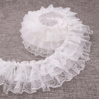 White Ruffle Lace Trim Elastic Trim for Bridal Wedding Decoration Sewing and Crafts (AIETSYEI)