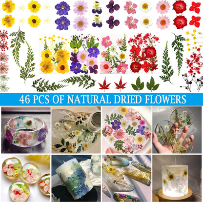 Myzzxt Resin Decoration Accessories Kit,Supplies Kit for Beginner,with Dried Flowers,Butterfly Stickers,Mica Powder and Fillers,Measuring Cups Tool Kit,for Resin Jewelry Making