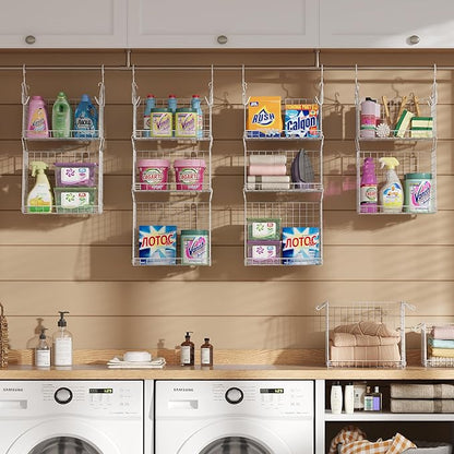 Sonyabecca 5-Tier Hanging Laundry Basket Organizer: Foldable Wire Shelf Basket