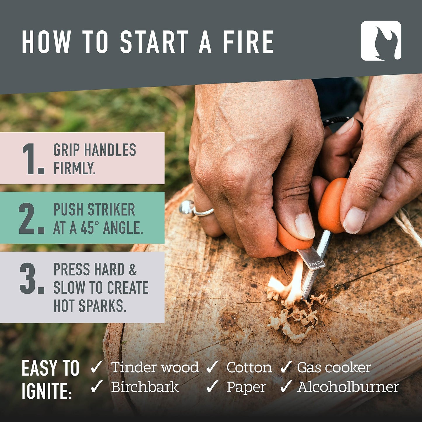 Light My Fire Flint Fire Starter Ferro Rod Survival Tool Fire Steel Army - Bushcraft Gear PRO Flint and Steel Magnesium Fire Starter Kit 3/8” 2-in-1 Fire Starters for Campfires-12,000 Strikes