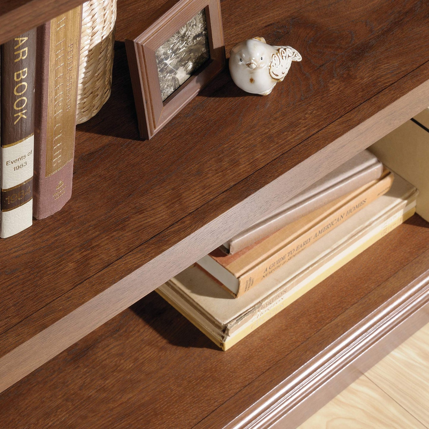 Sauder 2 Tier Book Shelf Wooden Bookcase Multipurpose Bookshelf for Home Office, Living Room, in Oiled Oak