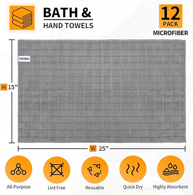 HOMERHYME Hand Towels, 12 Pack 25''*15'' Gym Towels